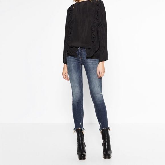 Zara Mid Rise Frayed Skinny Jeans size 6 - Picture 1 of 9